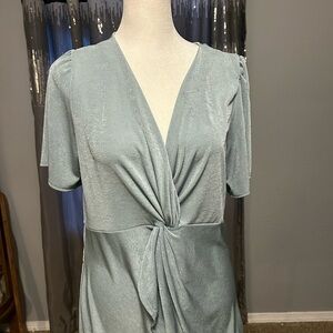 Elegant Women's Knot Front Blouse - Light Blue